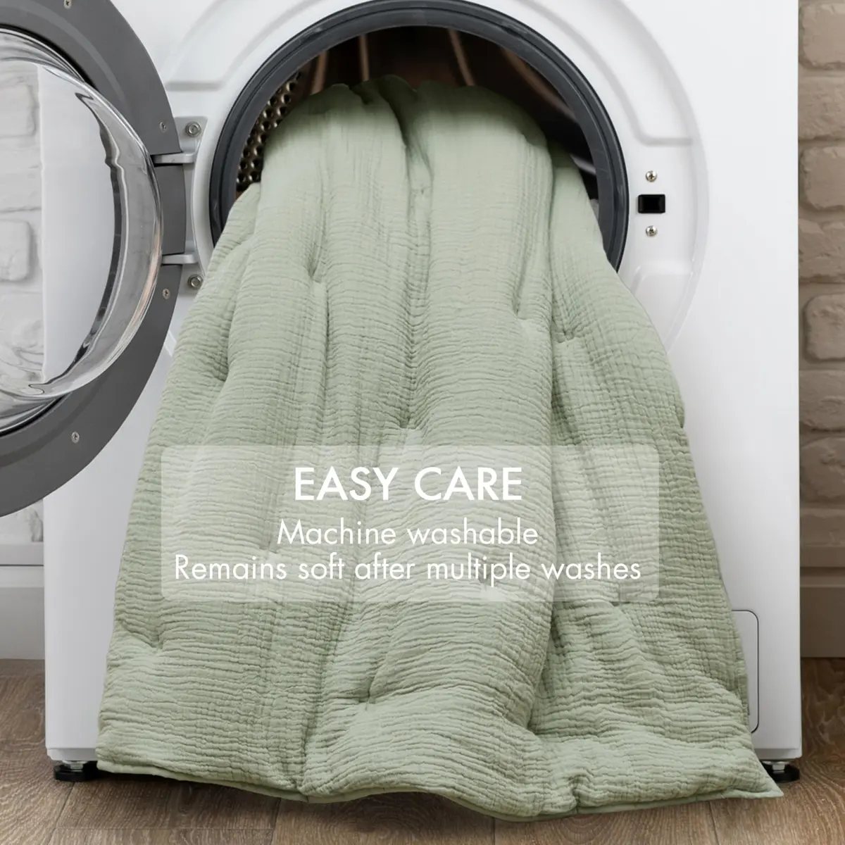 Harbor House Cotton Muslin Quilt Set Sage King | Lightweight All-Season Comfort with Embroidered Tacking - view 7
