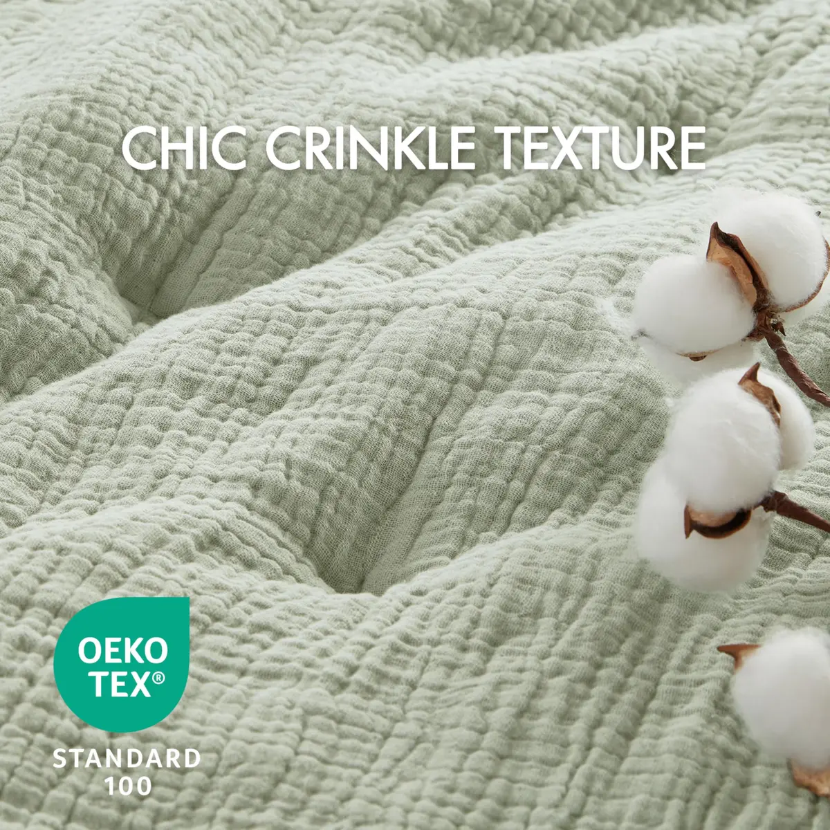 Harbor House Cotton Muslin Quilt Set Sage King | Lightweight All-Season Comfort with Embroidered Tacking - view 2