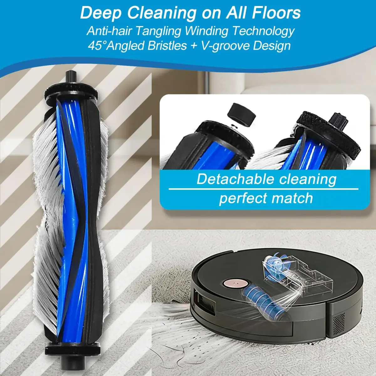 XVXUOU Replacement Accessories Kit for Ecovacs Deebot X11 OmniCyclone & Yeedi S20 Infinity Robot Vacuums | 2 Main Brushes, 6 Mop Cloths, 6 HEPA Filters, 6 Side Brushes - view 3