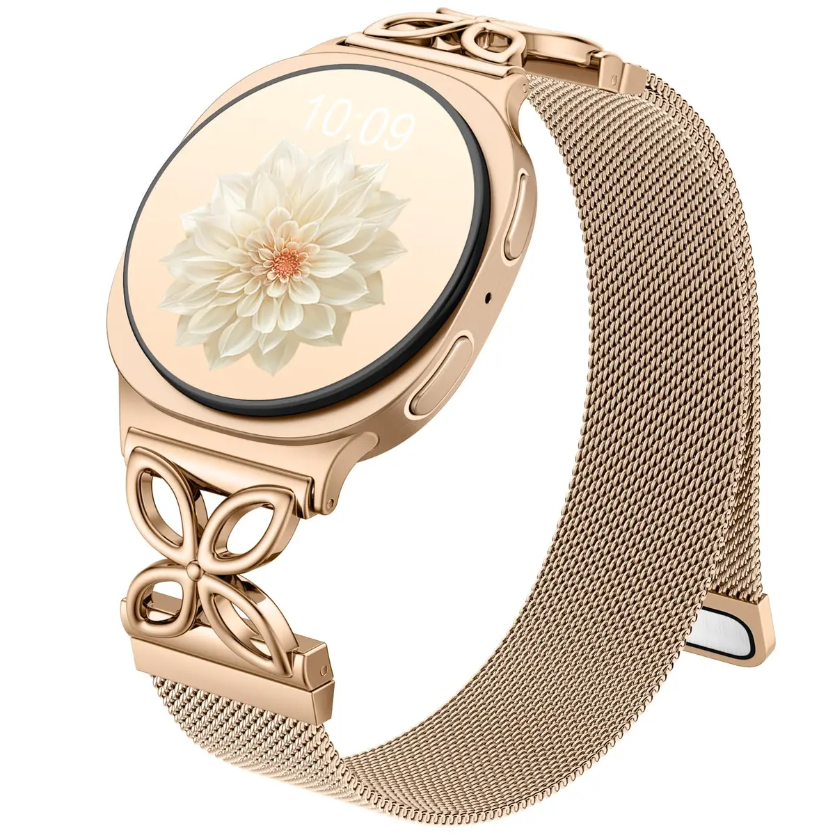Getino Magnetic Floral Milanese Band for Samsung Galaxy Watch 9/8/8 Classic 40mm 44mm 46mm Rose Gold | Breathable Stainless Steel Strap - main product image