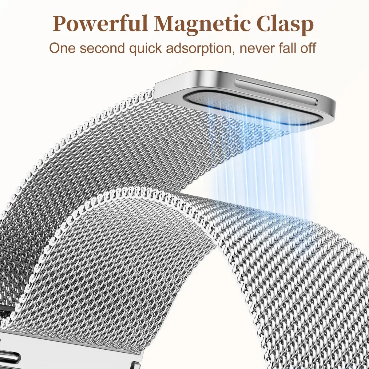 Getino Silver Magnetic Watch Band Compatible with Samsung Galaxy Watch 9 & 8 (40mm,44mm,46mm) | Floral Milanese Strap for Women - view 4