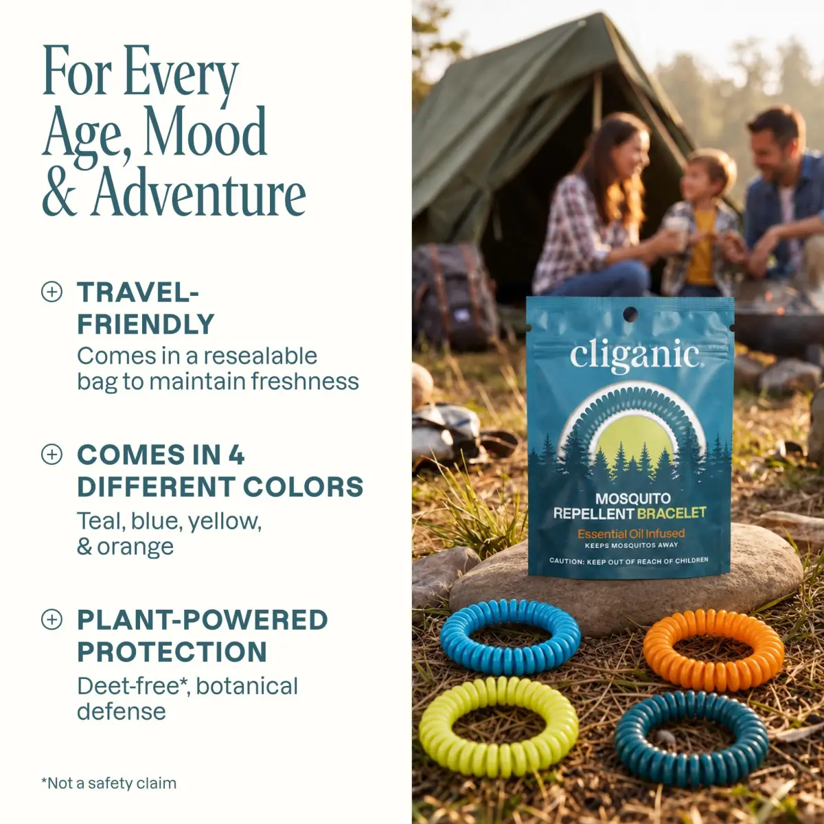 Cliganic 40 Pack Mosquito Repellent Bracelets — Natural DEET-Free Bands, Individually Wrapped - view 2