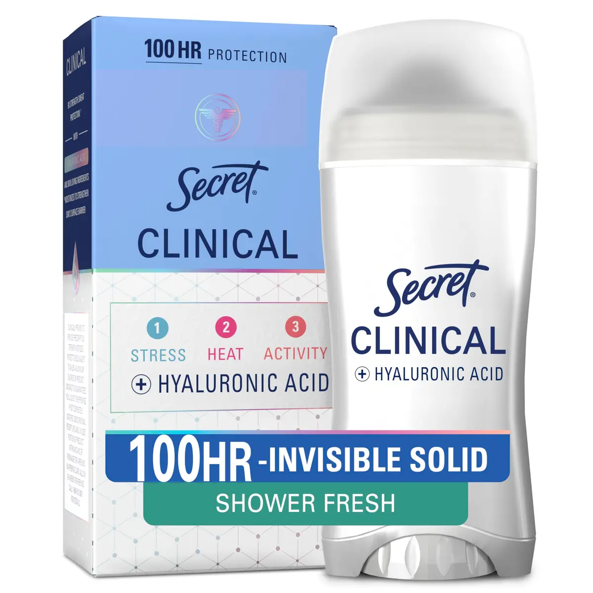 Secret Clinical Strength 100HR Sweat & Odor, Invisible Solid Antiperspirant for Women, 2.6 oz | 3X Stress & Long-Lasting Protection - main product image