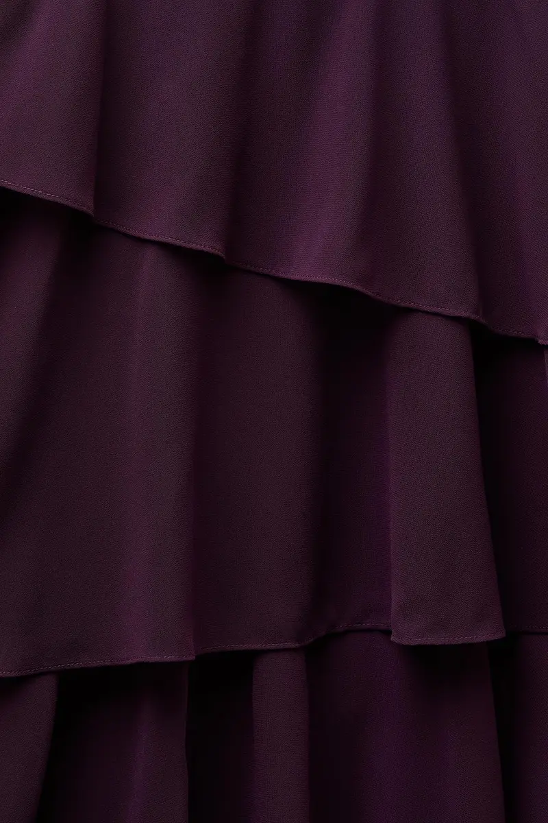 Lulus Jovie Tiered Women's Formal Midi Dress, Eggplant, Large | Elegant Strapless Midi Dress for Parties & Weddings - view 3