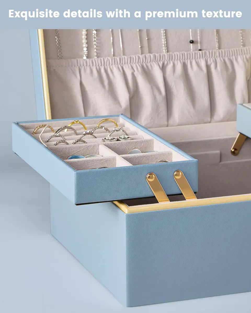 Lolalet 2-Layer Jewelry Organizer Box 24.2cm (9.53") | Organizes Rings, Necklaces, Earrings, Bracelets - view 6