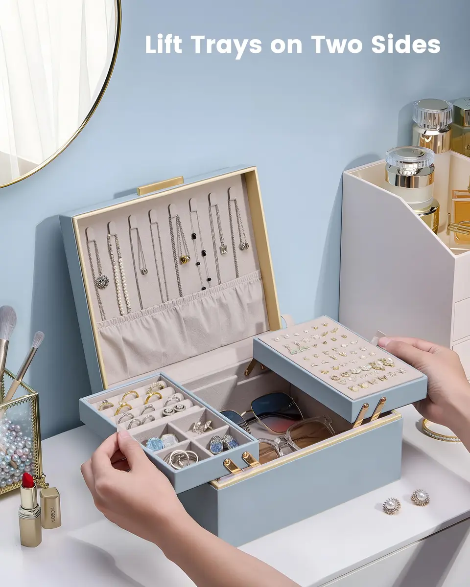 Lolalet 2-Layer Jewelry Organizer Box 24.2cm (9.53") | Organizes Rings, Necklaces, Earrings, Bracelets - view 2