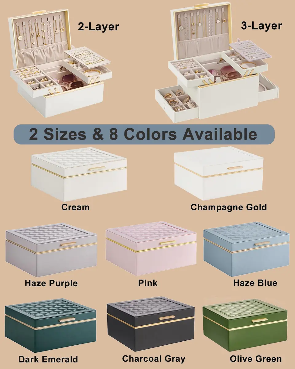 Lolalet 2-Layer Jewelry Organizer Box 24.2cm (9.53") | Organizes Rings, Necklaces, Earrings, Bracelets - view 3