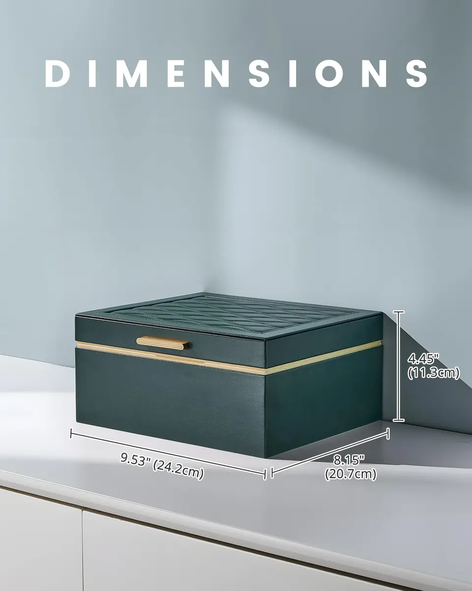 Lolalet 2-Layer Jewelry Organizer Box 24.2cm (9.53"W x 8.15"D x 4.45"H) | Foldable & Expandable Upper Storage - view 5
