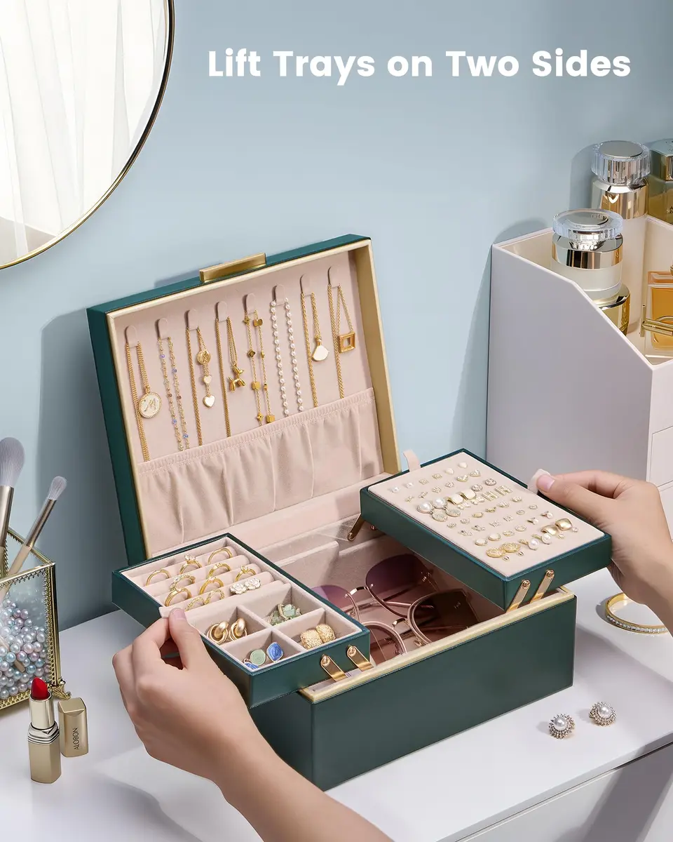 Lolalet 2-Layer Jewelry Organizer Box 24.2cm (9.53"W x 8.15"D x 4.45"H) | Foldable & Expandable Upper Storage - view 2