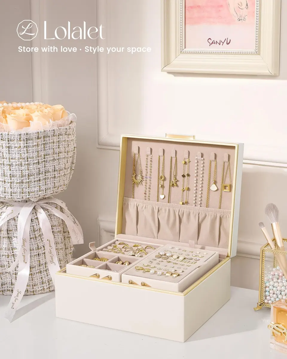 Lolalet 2-Layer Jewelry Organizer Box 24.2cm (9.53") | Foldable & Expandable Upper Storage - view 7