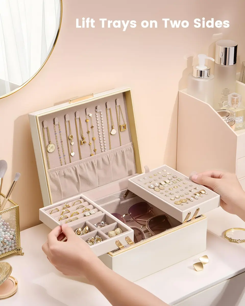 Lolalet 2-Layer Jewelry Organizer Box 24.2cm (9.53") | Foldable & Expandable Upper Storage - view 2