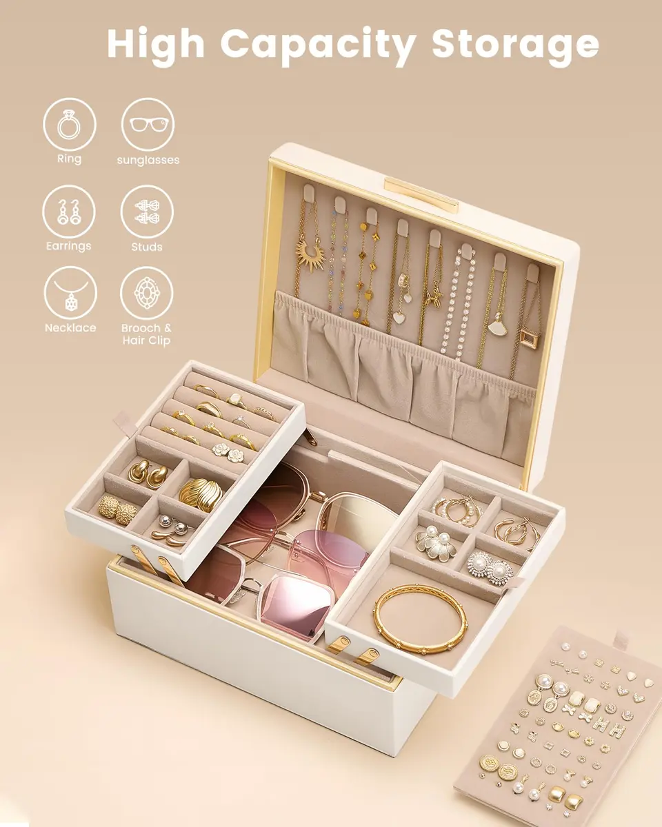 Lolalet 2-Layer Jewelry Organizer Box 24.2cm (9.53") | Foldable & Expandable Upper Storage - view 4