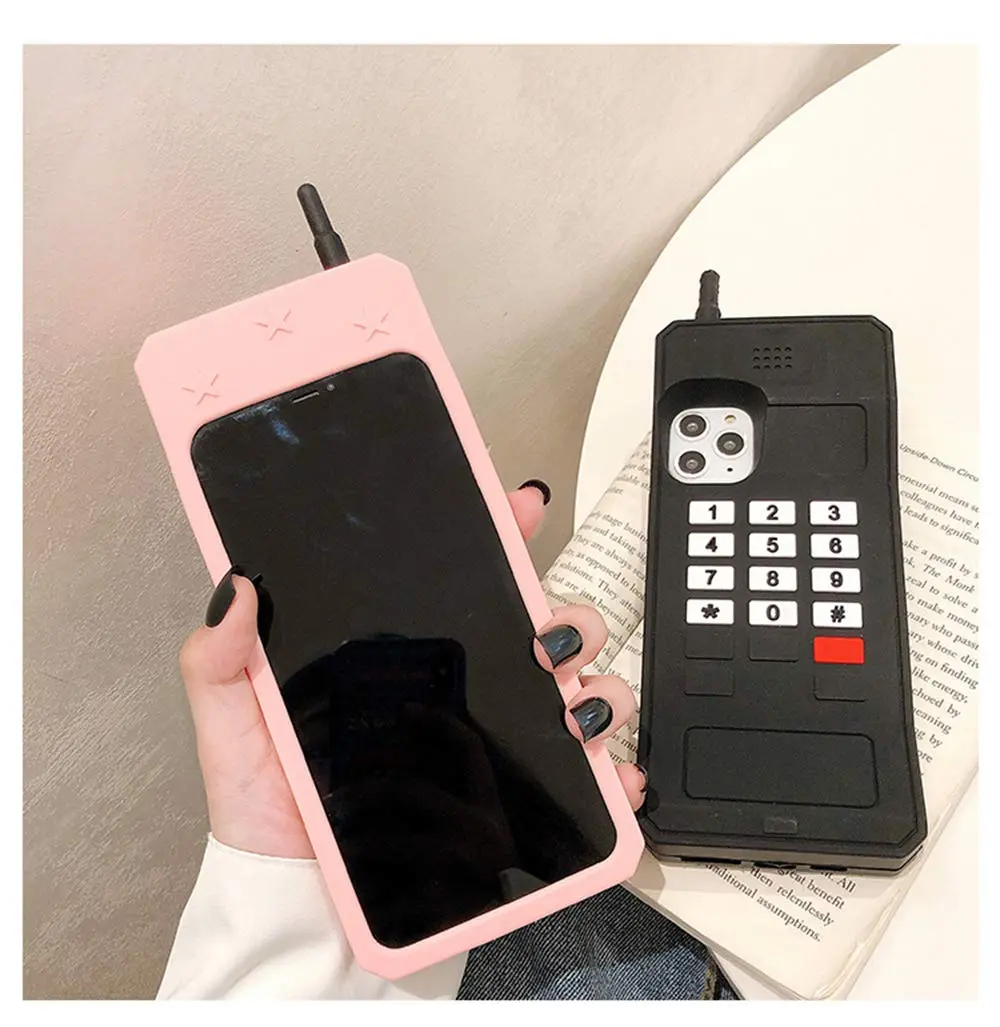 UnnFiko Retro Cellphone Pink Silicone Case for iPhone 17 Pro Max (6.9-inch) | Fun Stand Case with Full Body Protection - view 3