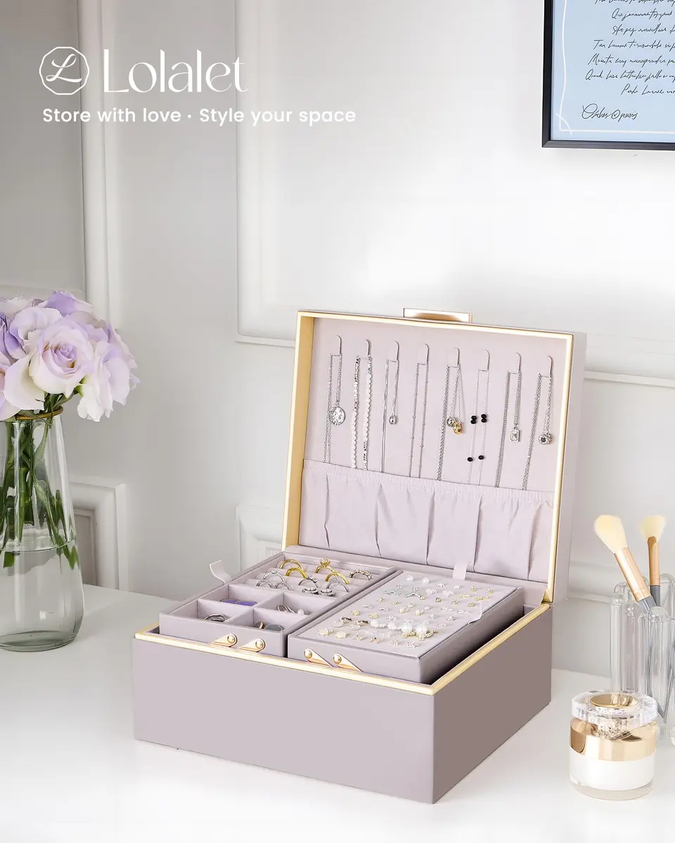 Lolalet 2-Layer Jewelry Organizer Box 24.2cm (9.53") | Foldable & Expandable Upper Storage - view 7