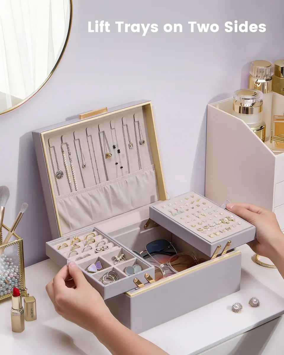 Lolalet 2-Layer Jewelry Organizer Box 24.2cm (9.53") | Foldable & Expandable Upper Storage - view 2