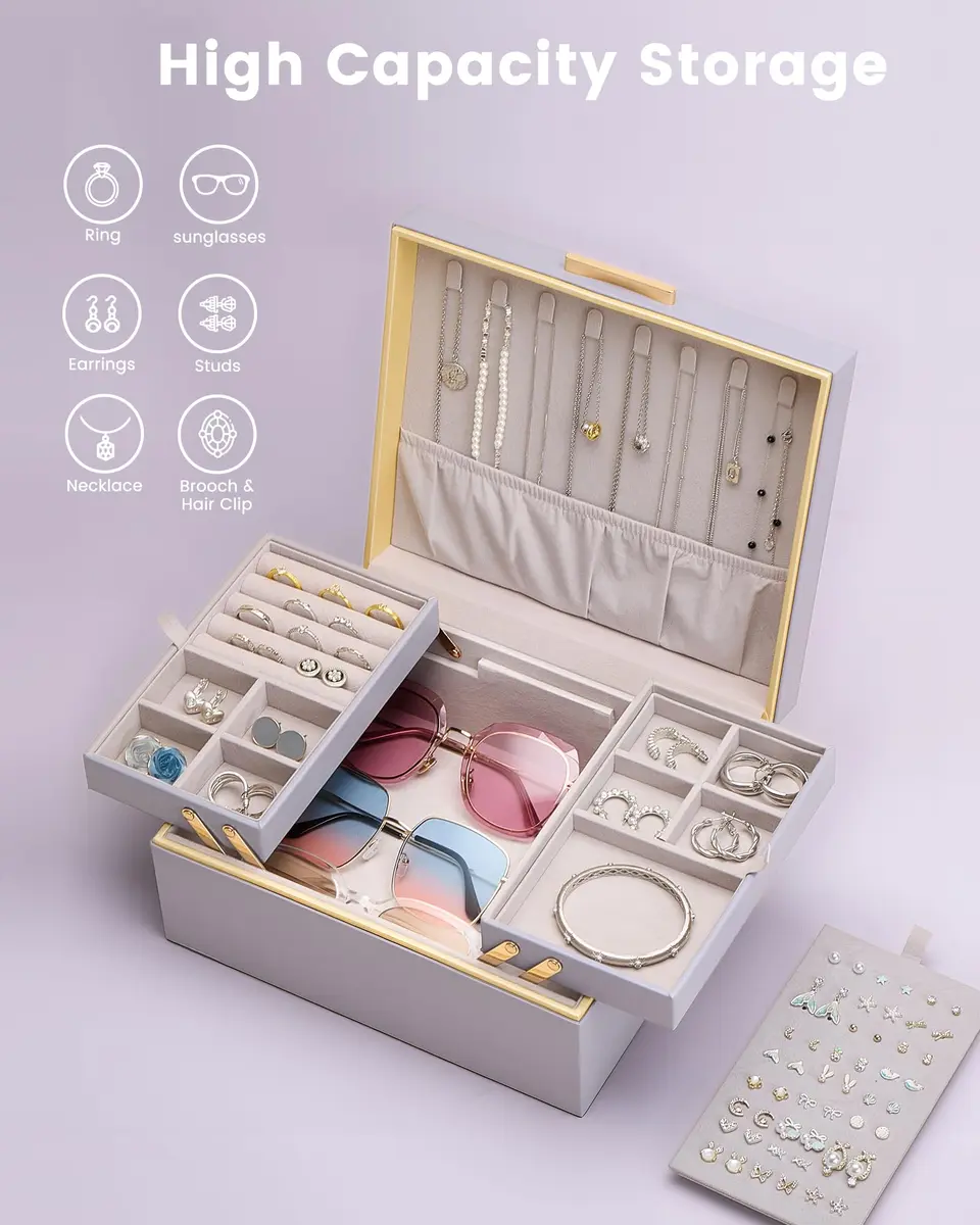 Lolalet 2-Layer Jewelry Organizer Box 24.2cm (9.53") | Foldable & Expandable Upper Storage - view 4