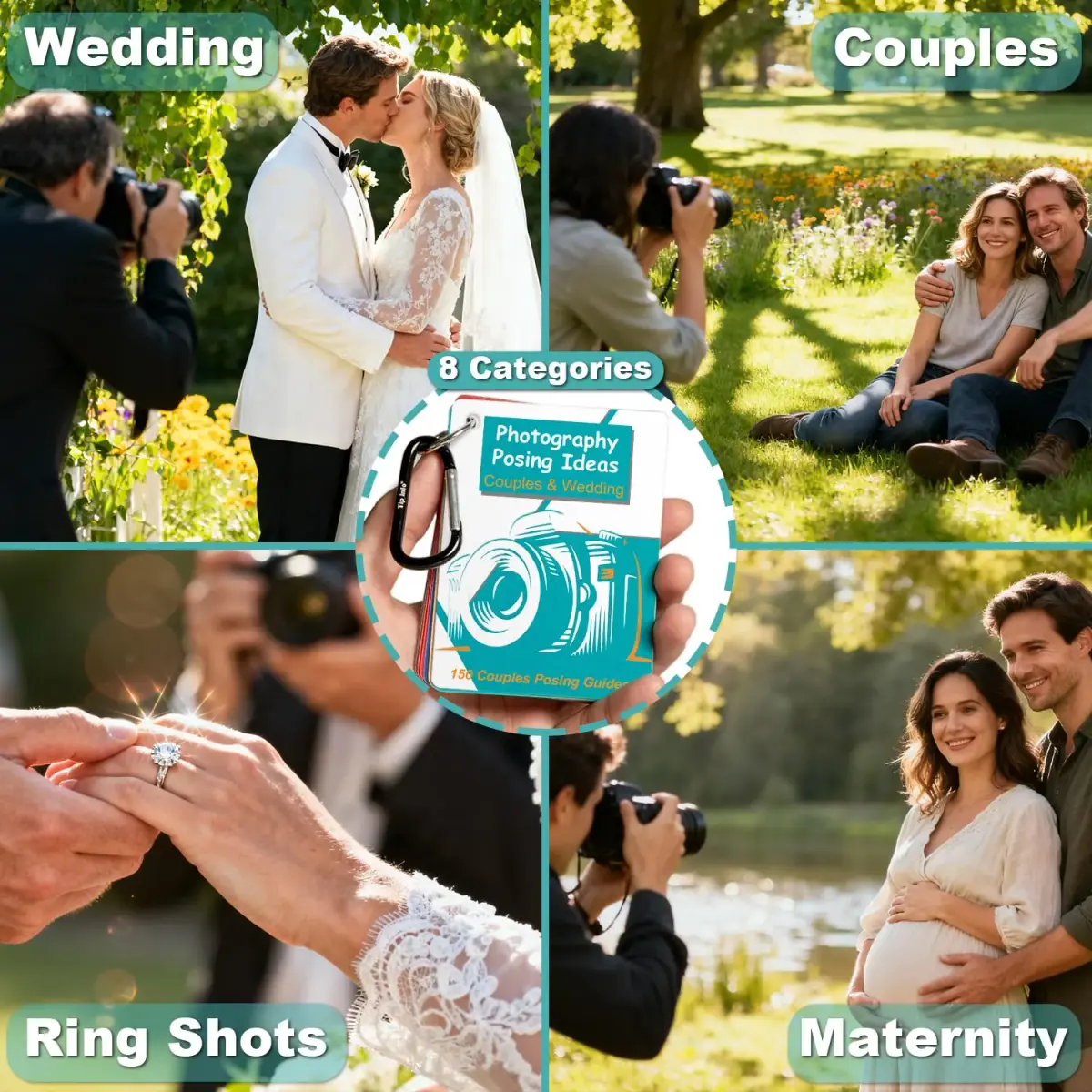 Tip Info 150 Pose Ideas Photography Posing Guide Book | 16 Double-Sided Pages, 4x3 Inch - view 5