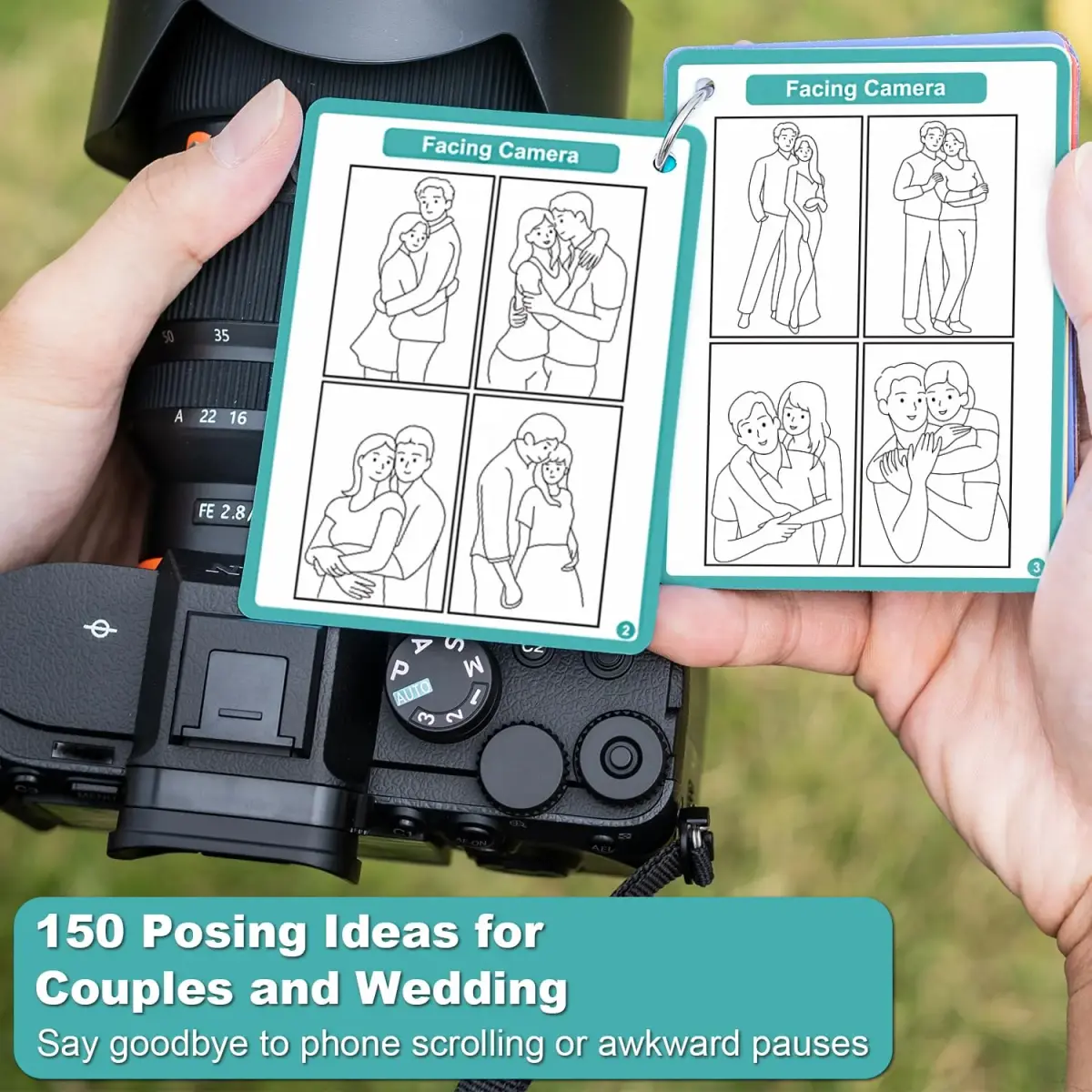 Tip Info 150 Pose Ideas Photography Posing Guide Book | 16 Double-Sided Pages, 4x3 Inch - view 2