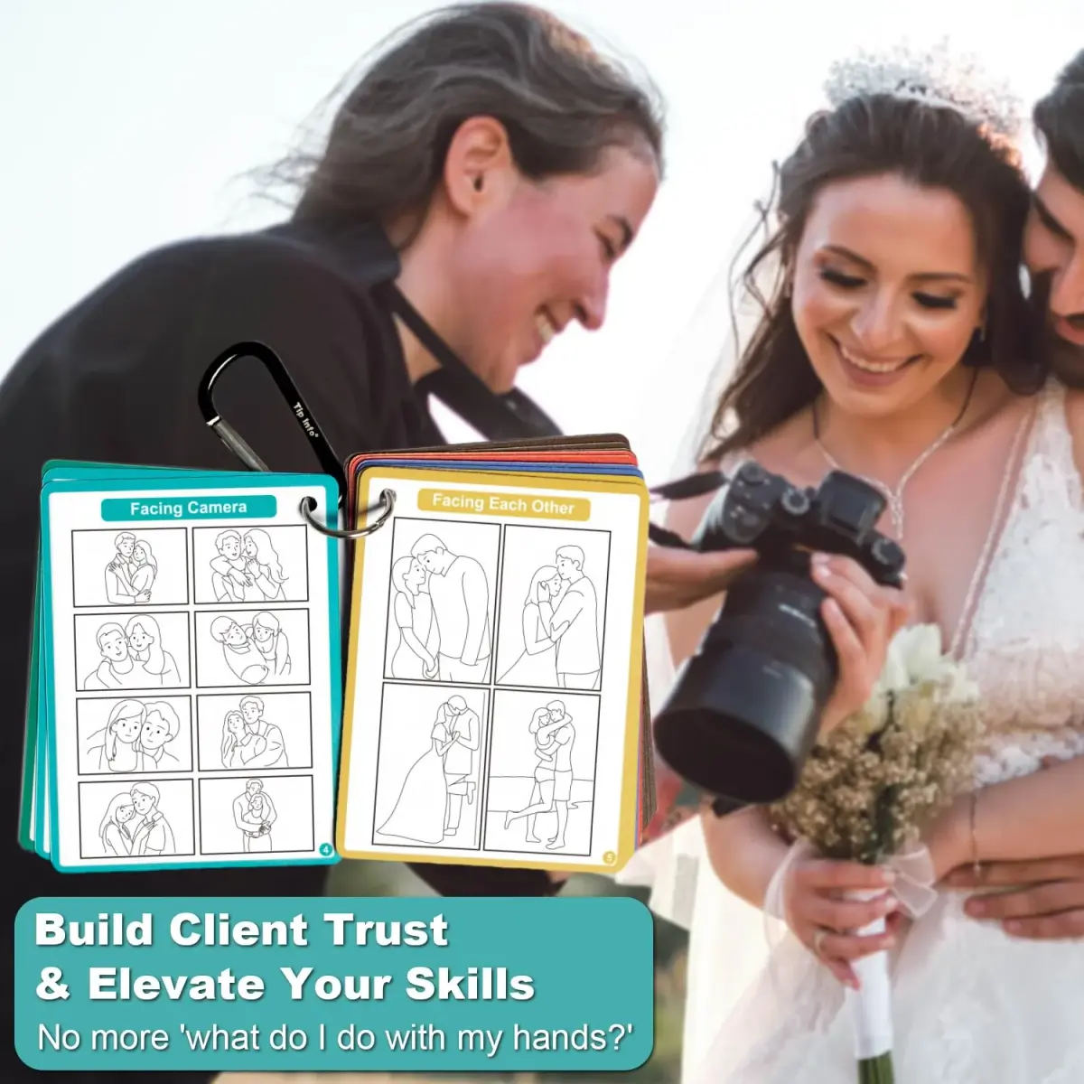 Tip Info 150 Pose Ideas Photography Posing Guide Book | 16 Double-Sided Pages, 4x3 Inch - view 3