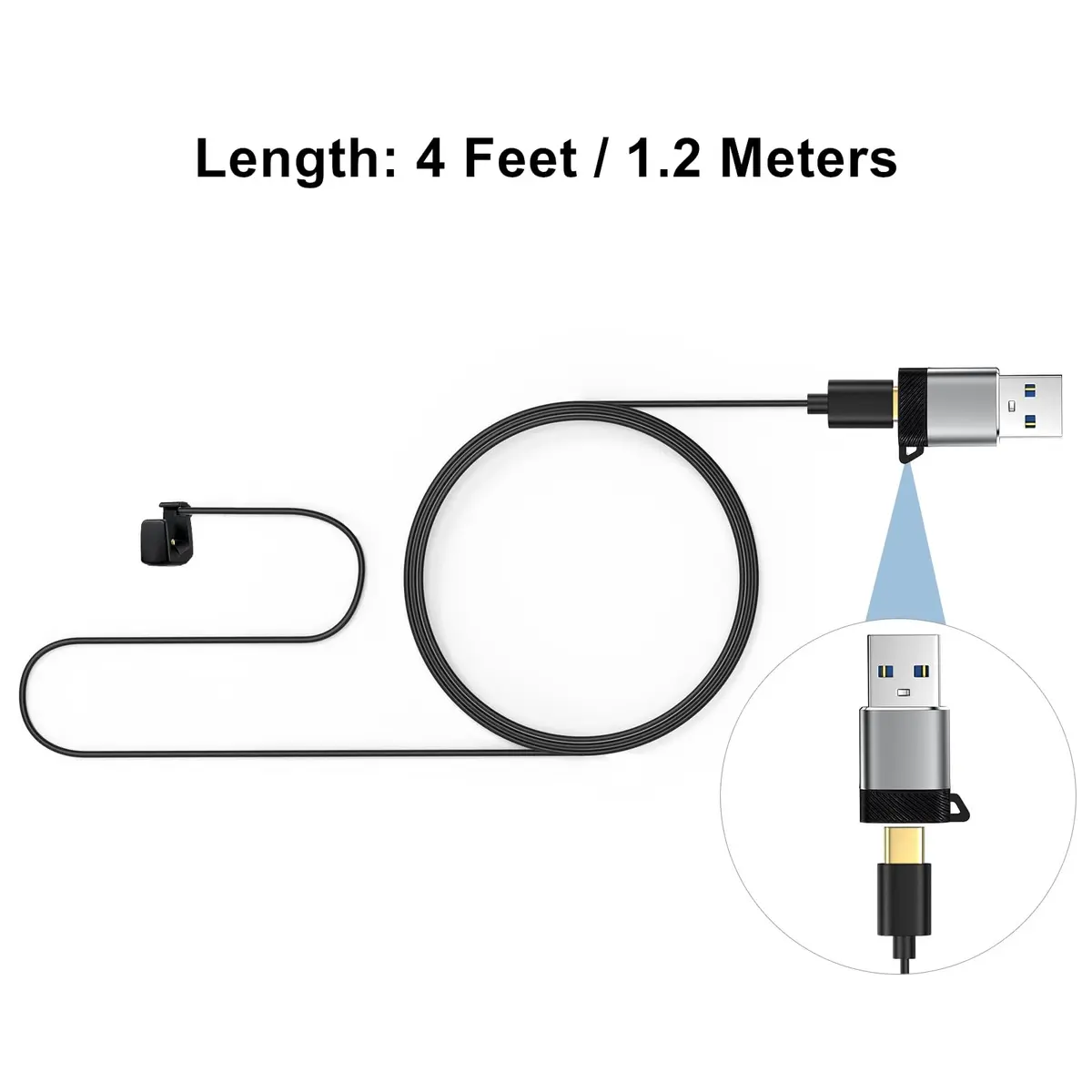 weishan 2-Pack USB C to Magnetic Charging Cable for Ray-Ban Meta Glasses | 4ft TPE Black - view 5