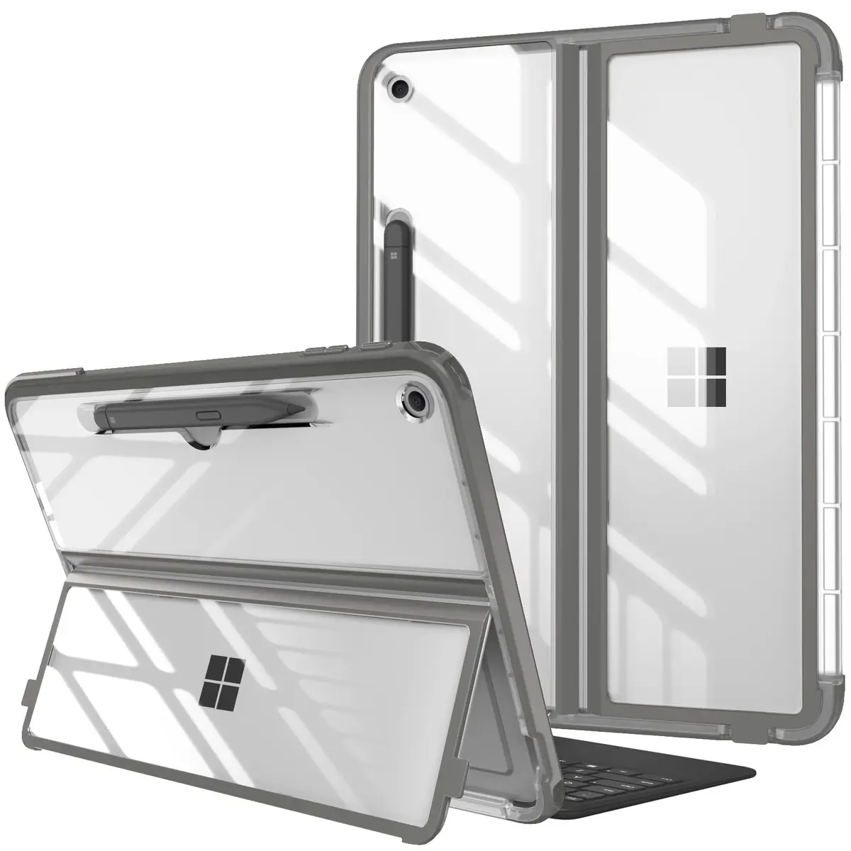 FINTIE Rugged Case for Surface Pro 12 Inch 2025, Gray | Multi-Angle Viewing & Shockproof Protection - main product image