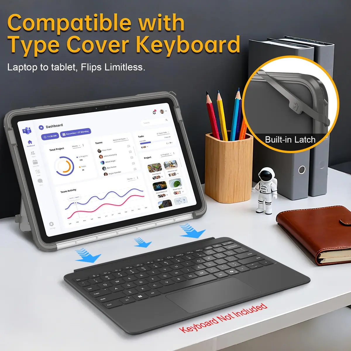 FINTIE Rugged Case for Surface Pro 12 Inch 2025, Gray | Multi-Angle Viewing & Shockproof Protection - view 4