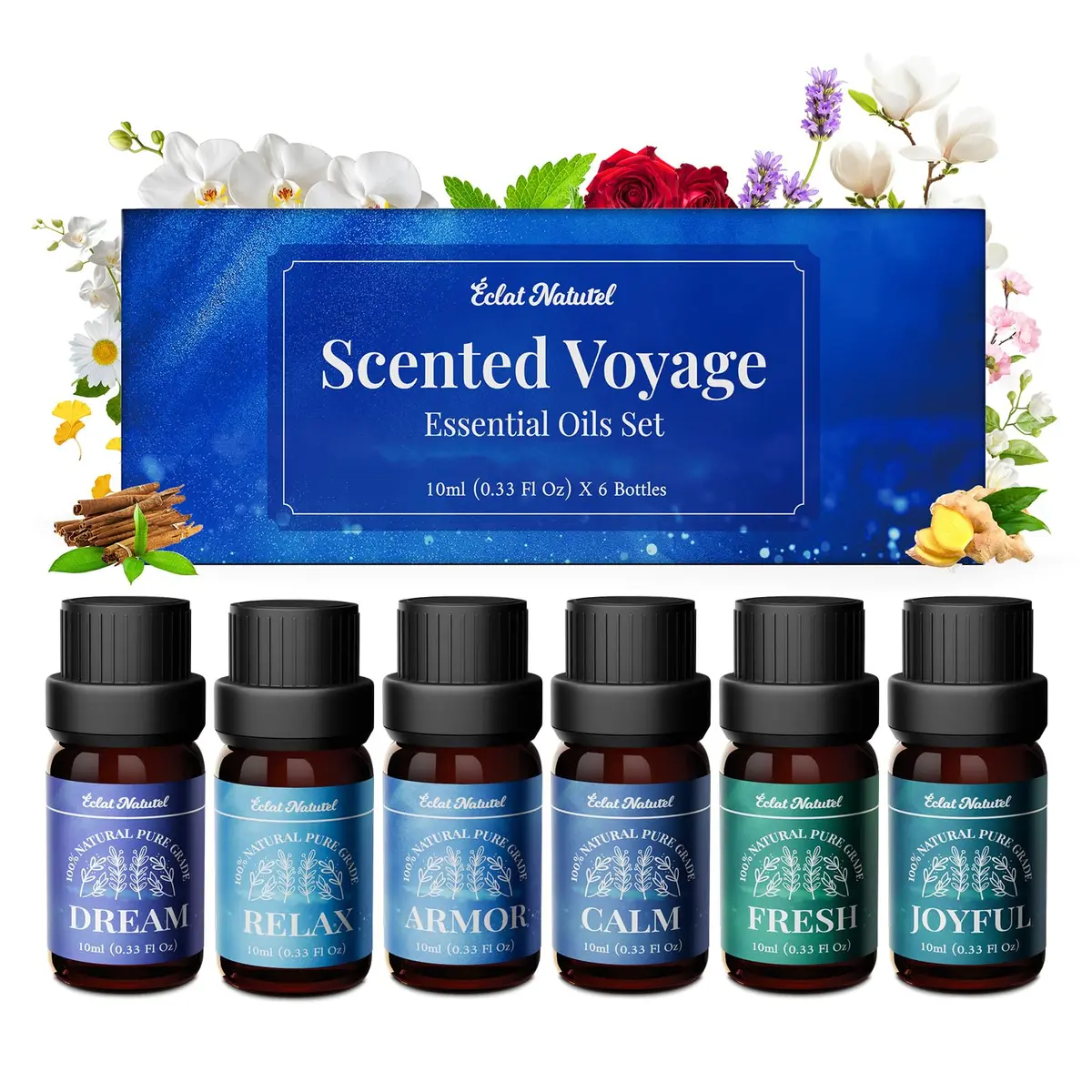 Éclat Naturel Essential Oil Set, 6 x 10ml | Aromatherapy & DIY Blends for Home & Crafts - main product image