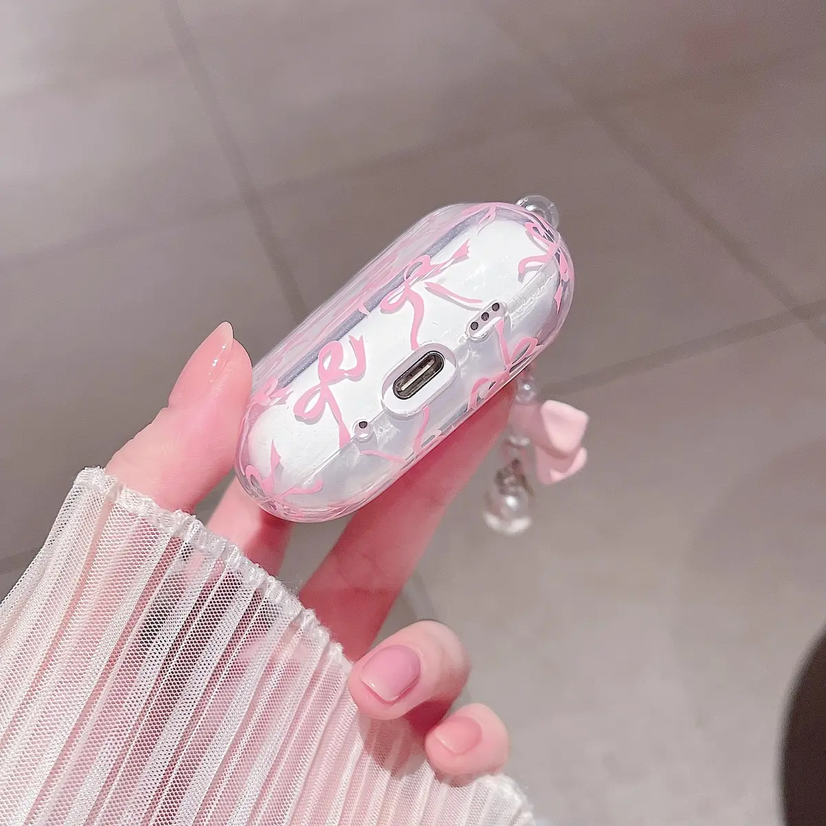 MINSCOSE Pink Ribbon Bow AirPods Pro 3 Case with Keychain & Cleaner Kit | Cute Girly Design - view 8