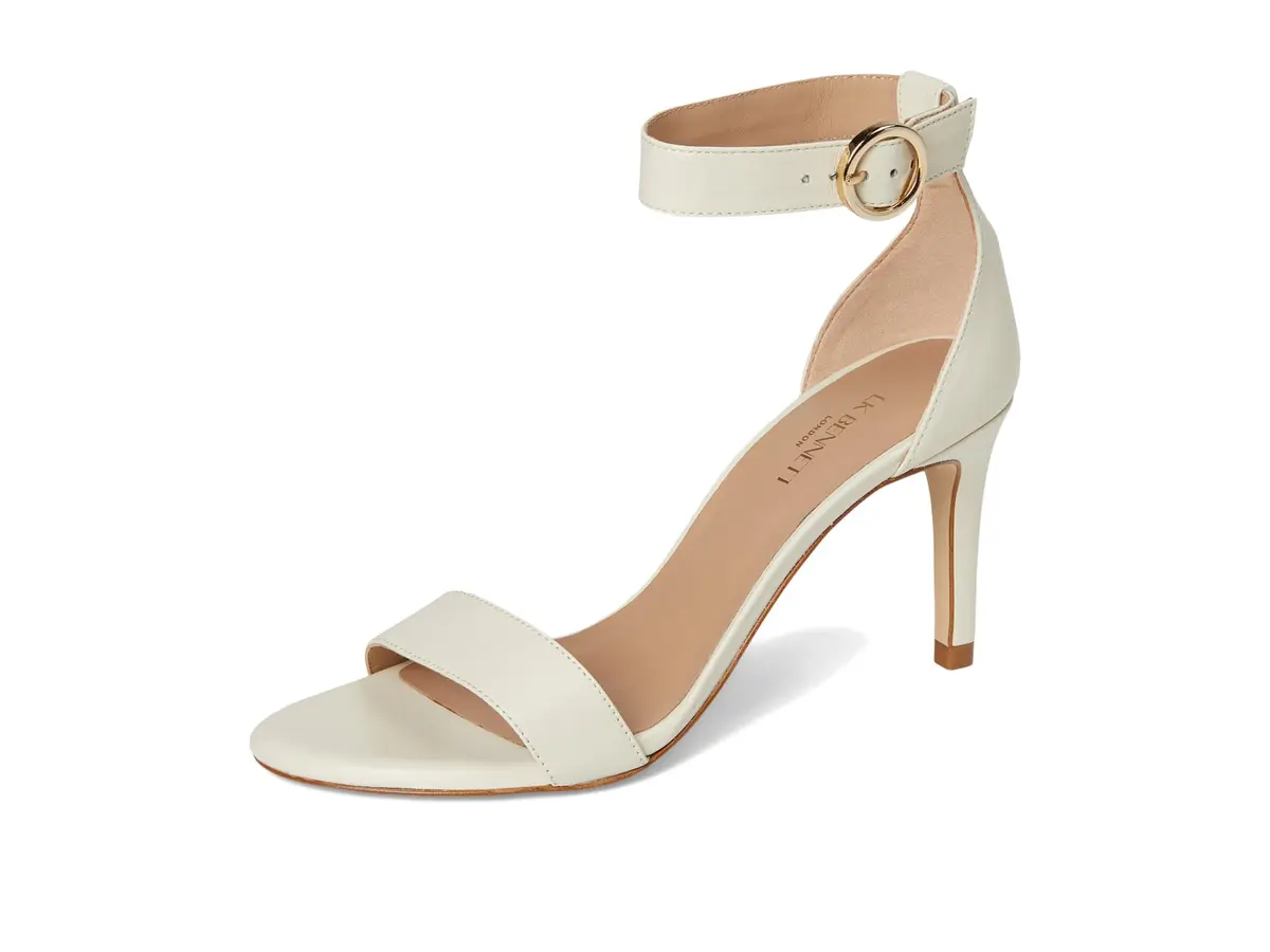 L.K. Bennett Ivy Single Strap Sandals Ecru 10 Medium | Elegant 80mm Stiletto Heel - view 7