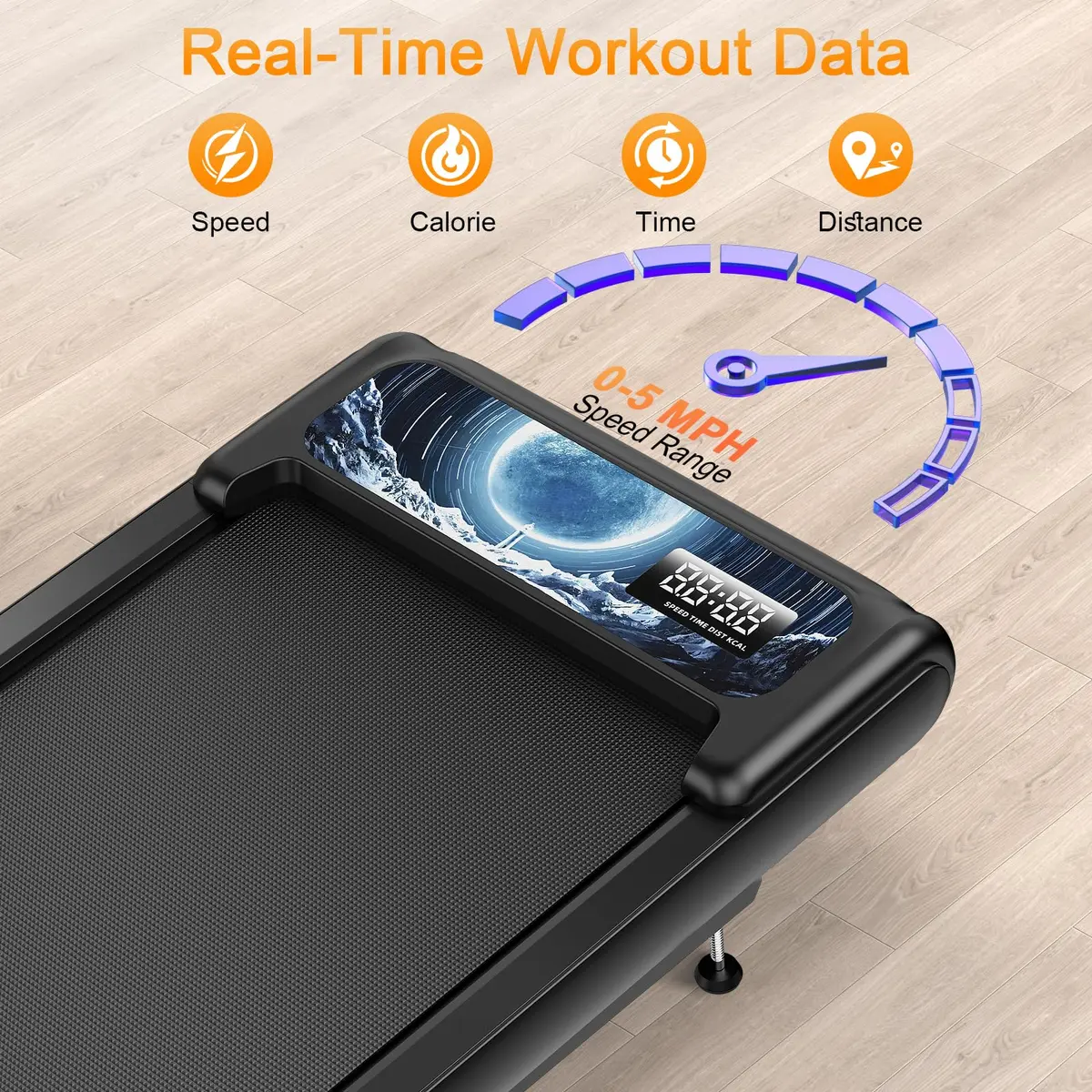 HOELLL Treadmill for Home Small | 0%-8% Incline & APP Sync, Compact Under Desk Walking Pad with Handle Bar, Remote & LED Display, 2.5HP, Blue - view 3