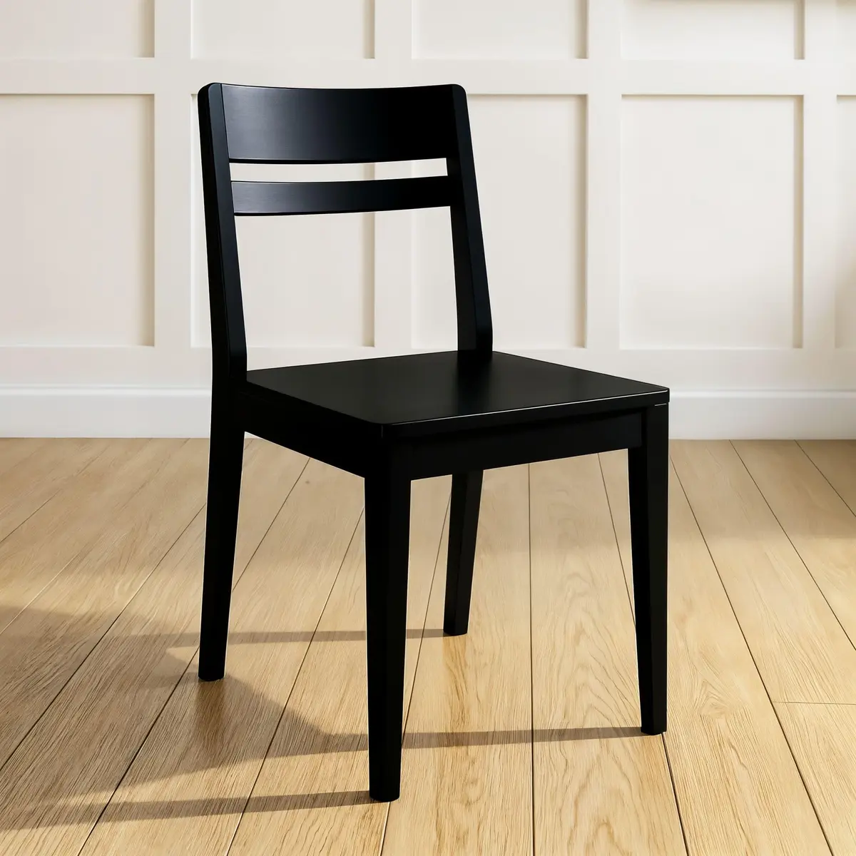 Grain & Grove Crew Dining Chair, Black | Solid Rubberwood & Engineered Wood Comfort - main product image