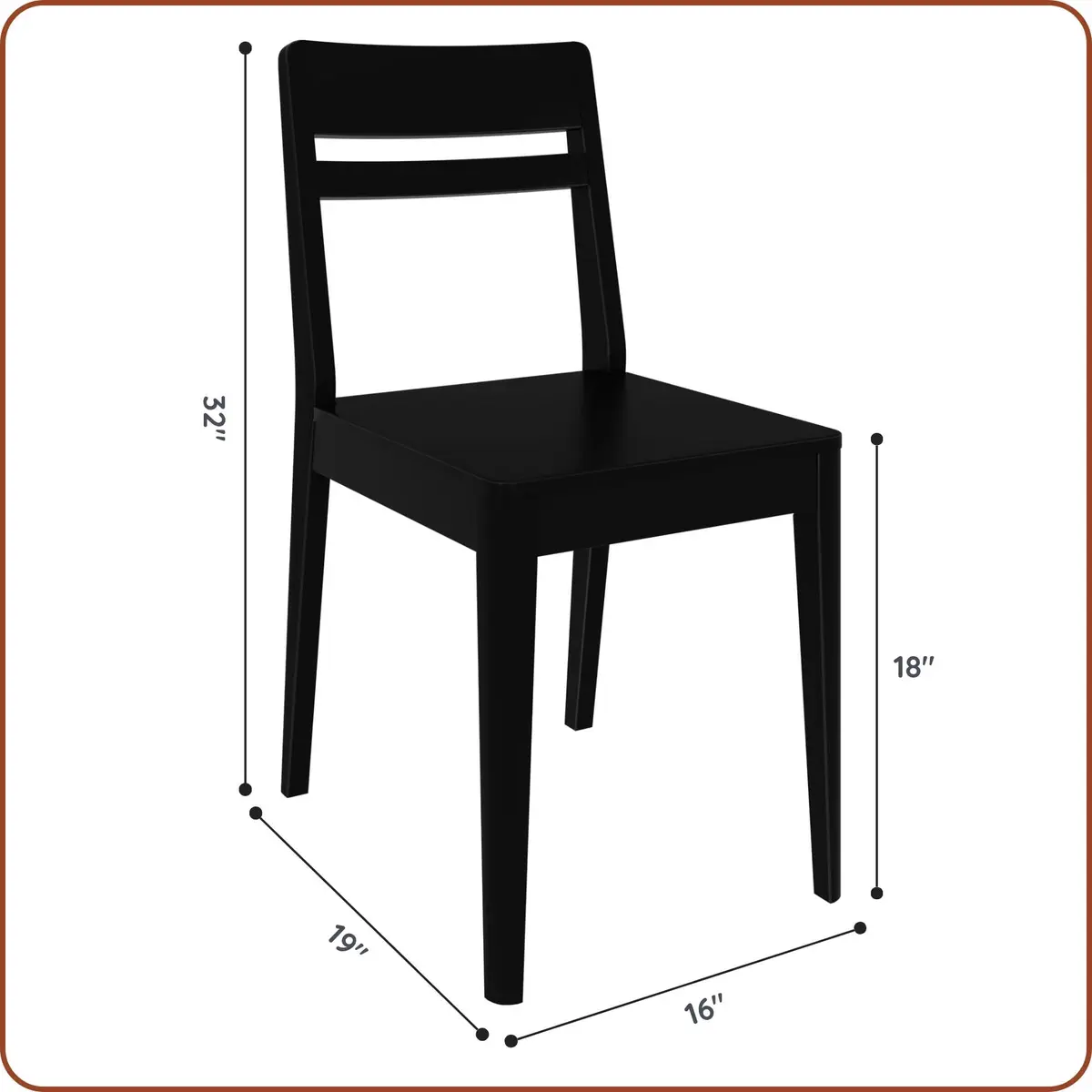 Grain & Grove Crew Dining Chair, Black | Solid Rubberwood & Engineered Wood Comfort - view 2