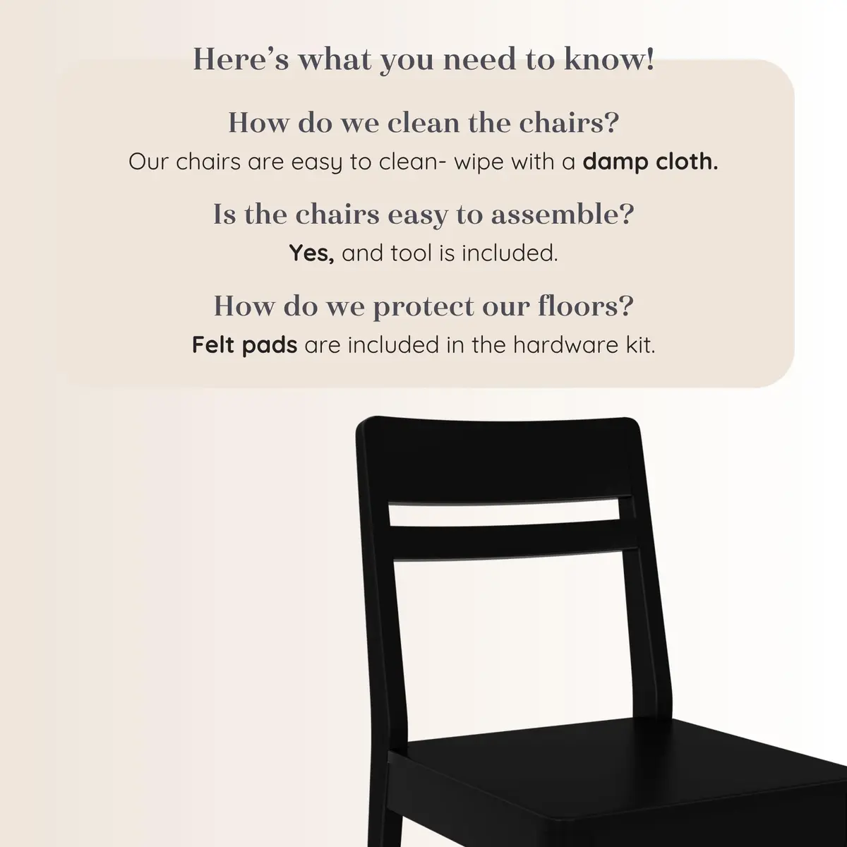 Grain & Grove Crew Dining Chair, Black | Solid Rubberwood & Engineered Wood Comfort - view 4