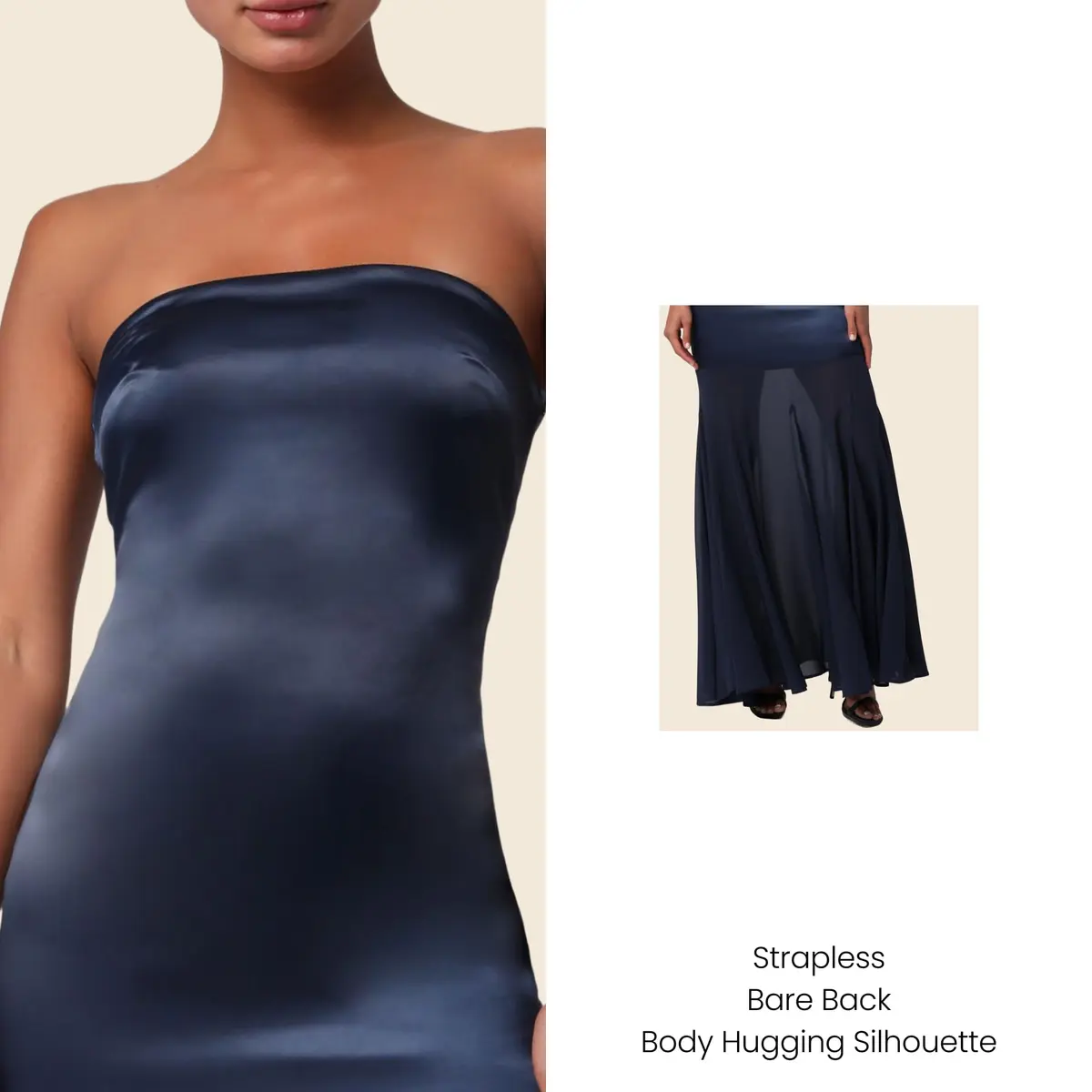 Lulus Hannah Satin Chiffon Women's Formal Maxi Dress, Navy, Extra Small | Elegant evening gown with luxurious fabric - view 2