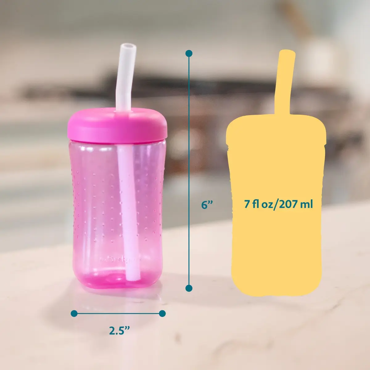 The First Years Squeeze & Sip Toddler Straw Cups - 210ml (7 Fl Oz) - 3 Count | Spill-Proof Training for Babies 6+ Months - view 5