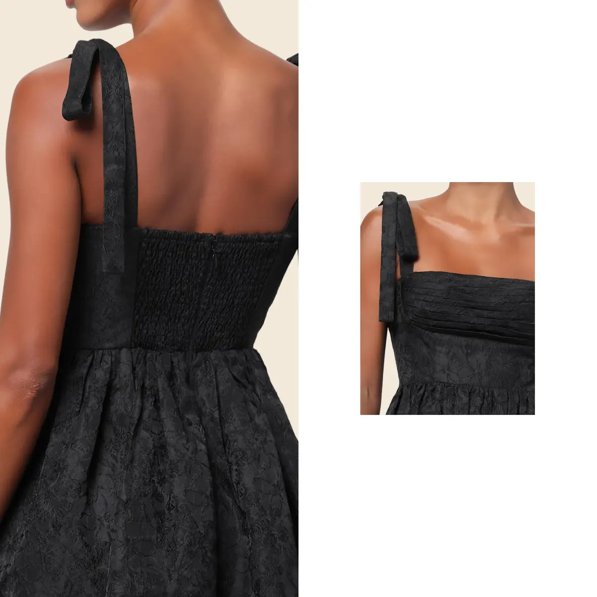 Lulus Sydney Tie Shoulder Mini Dress, Black, Large | Floral Jacquard Party Dress - view 2