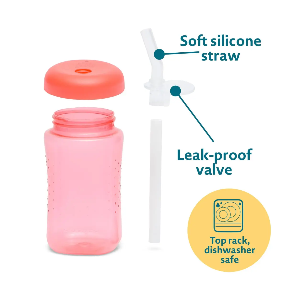The First Years Squeeze & Sip Straw Cups - 200ml (7 Fl Oz) - 3 Count | Spill-Proof Training for Toddlers 6+ Months - view 7