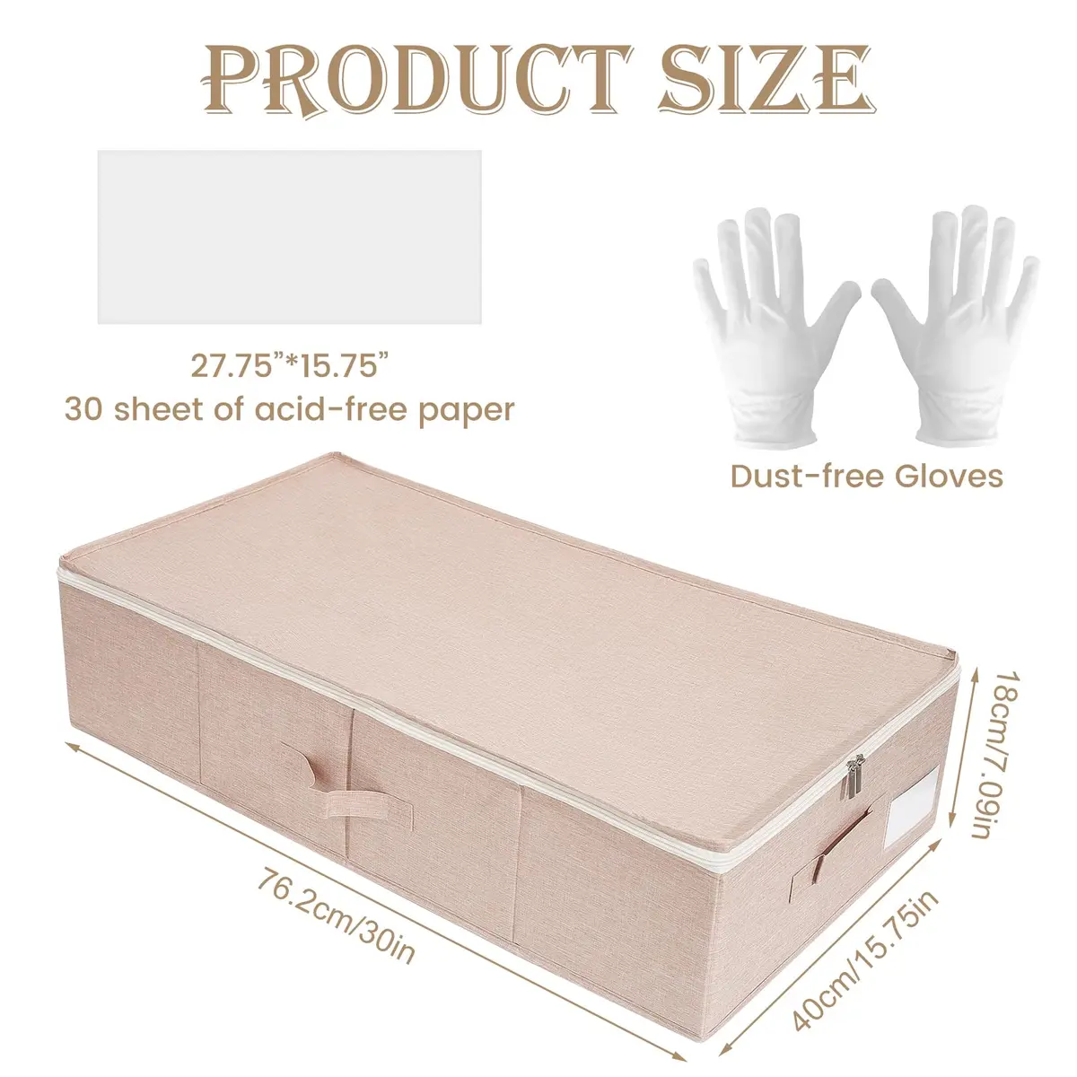 Dawutian Wedding Dress Storage Box, Pink | Professional Preservation & Dust-Free Storage (29.9in x 15.7in x 7in) - view 2