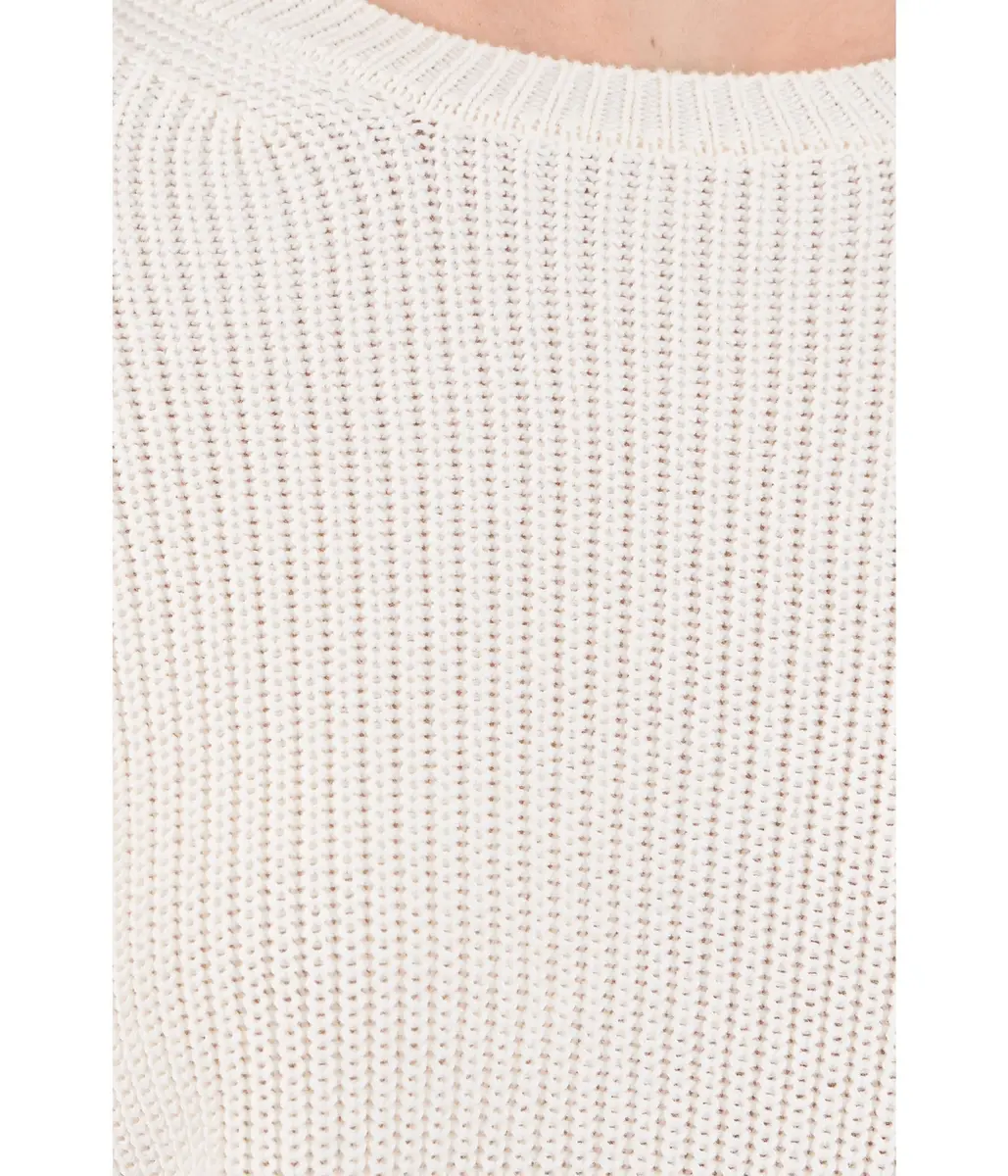 525 America Womens Emma Crew Neck Shaker Sweater Chalk XL | Classic Cotton Knit - view 5