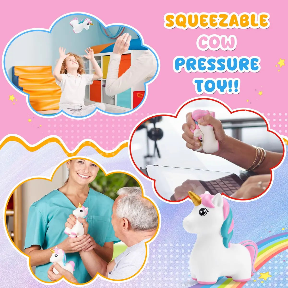 Hungdao Unicorn Foam Ball Slow Rebound PU Squeeze Toy 156 g (5.5 oz) Pack of 2 | Non-Toxic Sensory Toy for Kids - view 5