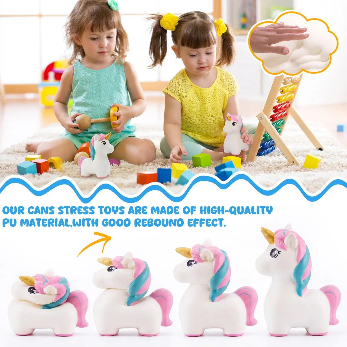 Hungdao Unicorn Foam Ball Slow Rebound PU Squeeze Toy 156 g (5.5 oz) Pack of 2 | Non-Toxic Sensory Toy for Kids - view 3
