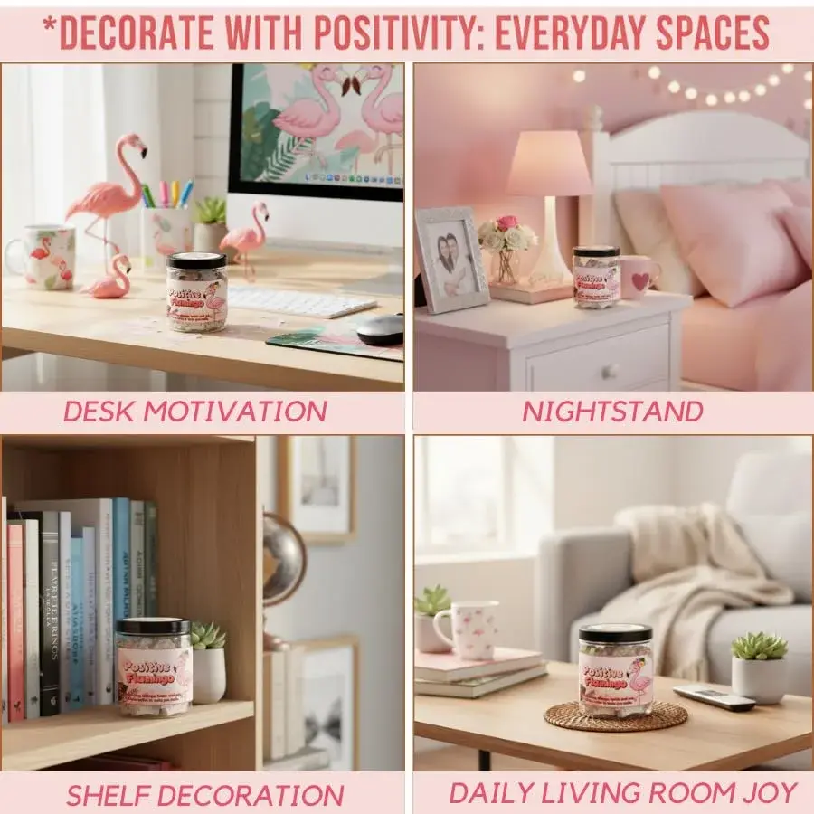 DEARMINE Positive Flamingo Jar | 60 Daily Affirmation Cards for Women & Friends - view 6