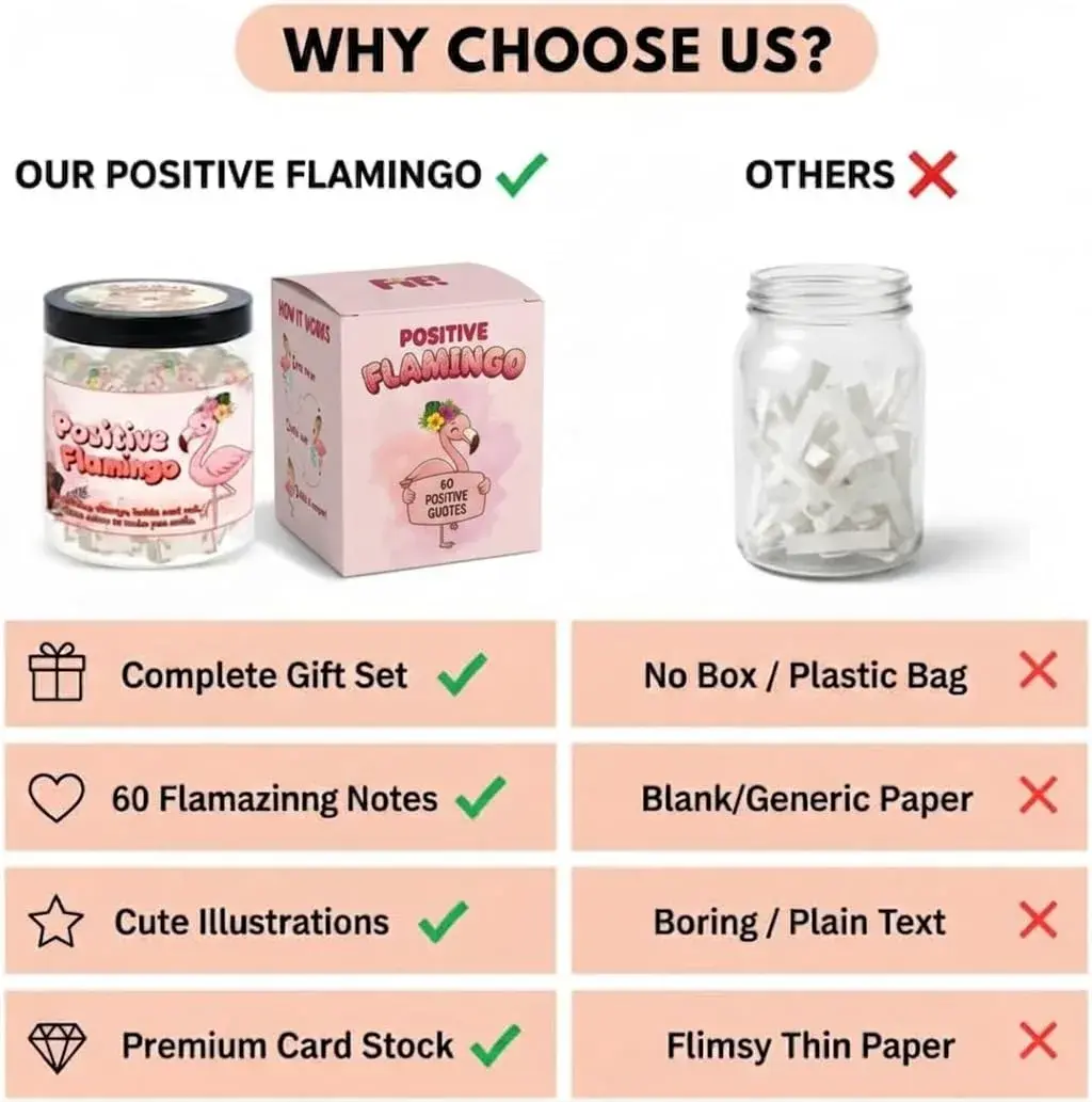 DEARMINE Positive Flamingo Jar | 60 Daily Affirmation Cards for Women & Friends - view 7