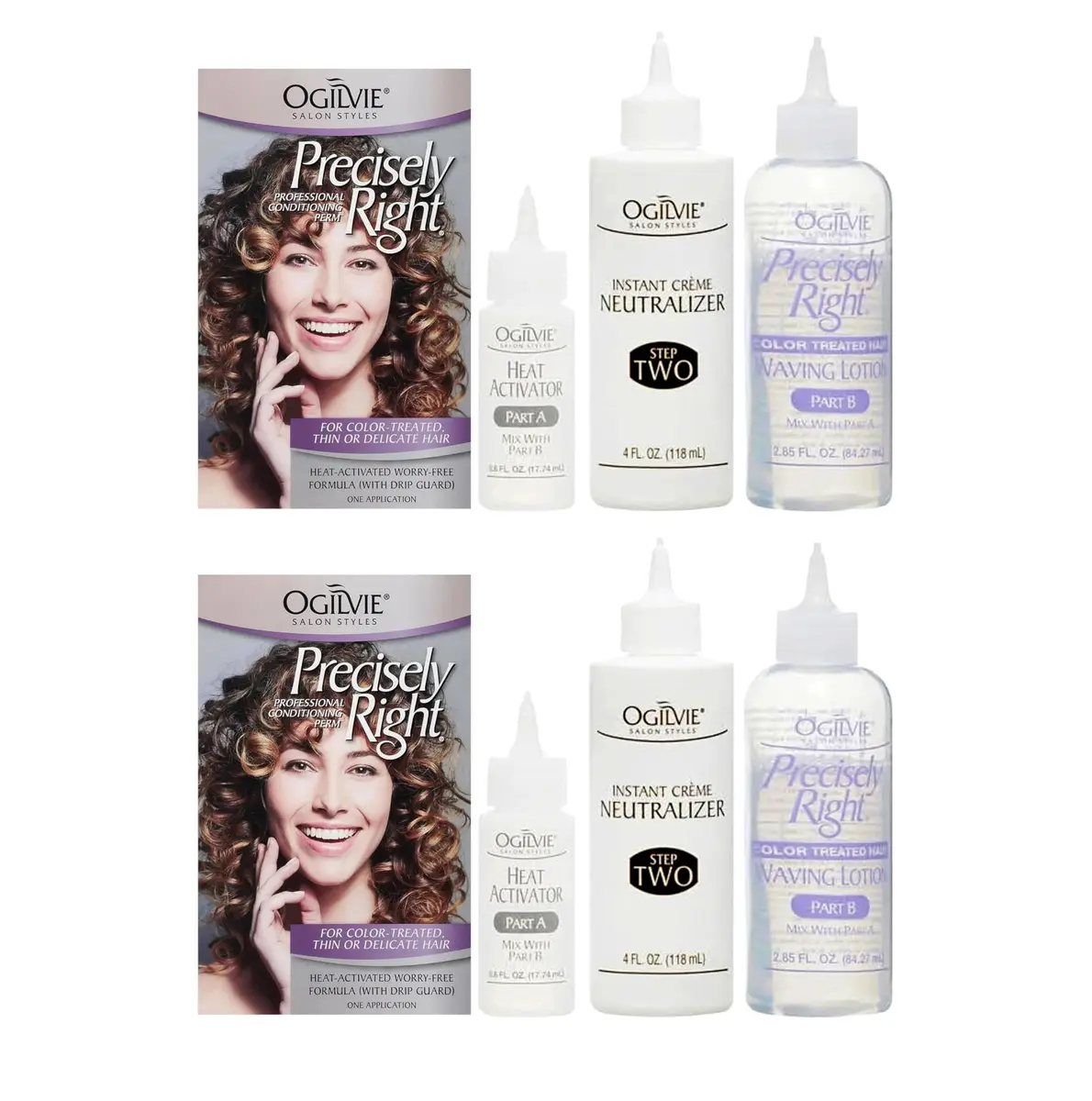 OGILVIE Precisely Right Professional Conditioning Perm Kit for Men & Women | Color-Treated, Thin, Delicate Hair | Heat-Activated, Drip Guard (100-120c) - main product image