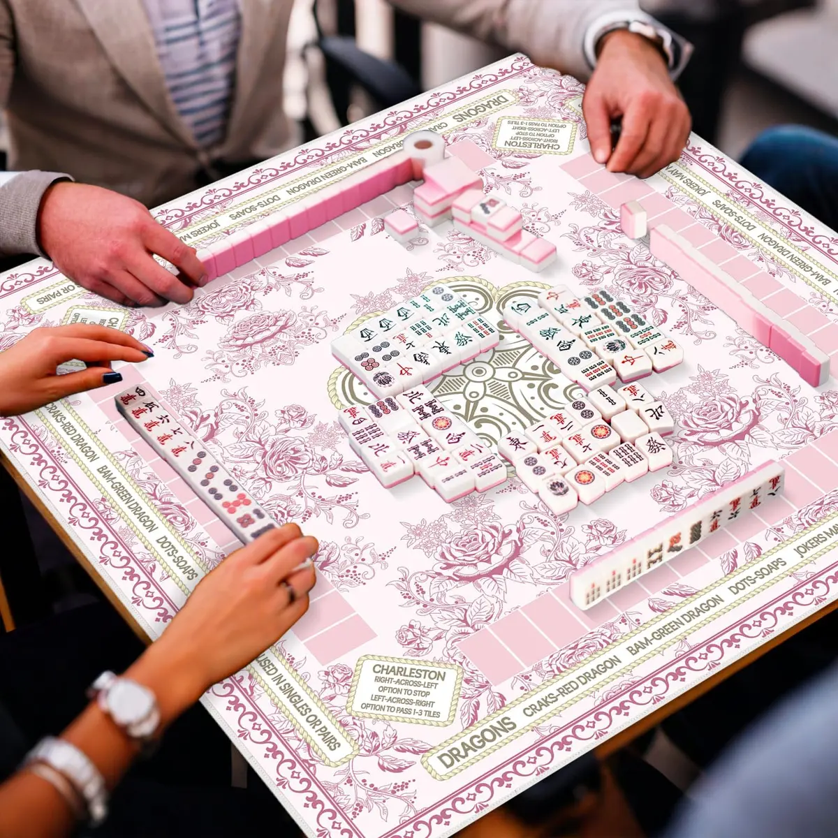 party greeting Chinoiserie Mahjong Mat 31.5 x 31.5 Inches | Anti Slip & Noise Reduction (70-120 chars) - view 5