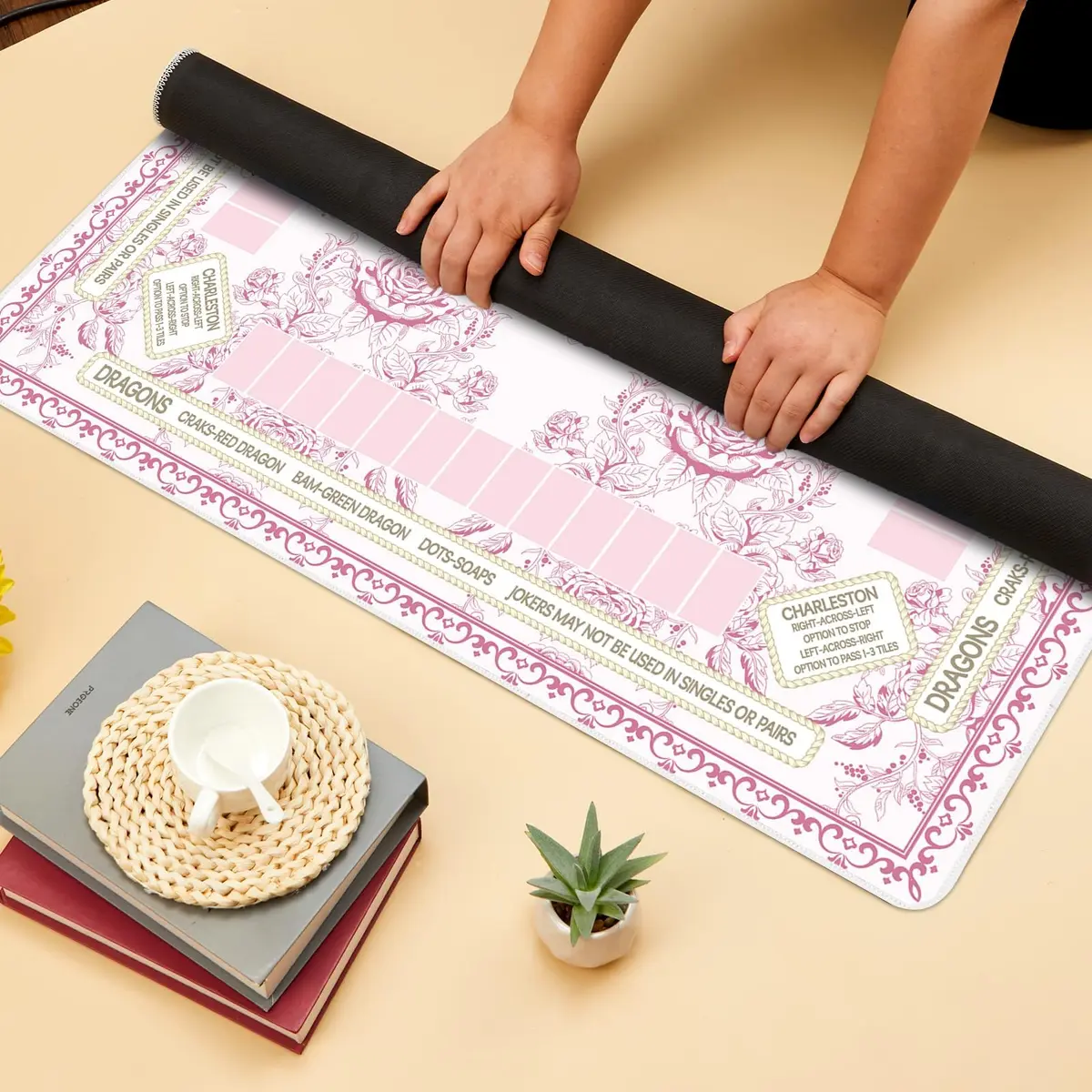 party greeting Chinoiserie Mahjong Mat 31.5 x 31.5 Inches | Anti Slip & Noise Reduction (70-120 chars) - view 4