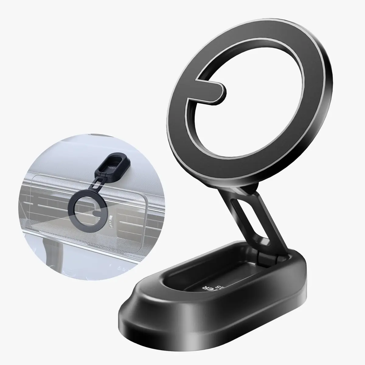 NEEWER Magnetic Phone Holder for Car, Dual Sided Magnet Cell Phone Mount Compatible with MagSafe iPhone, Car Stand Accessories for Dash Windshield Navigation Glass Gym Video Recording (82x60x23mm) - main product image