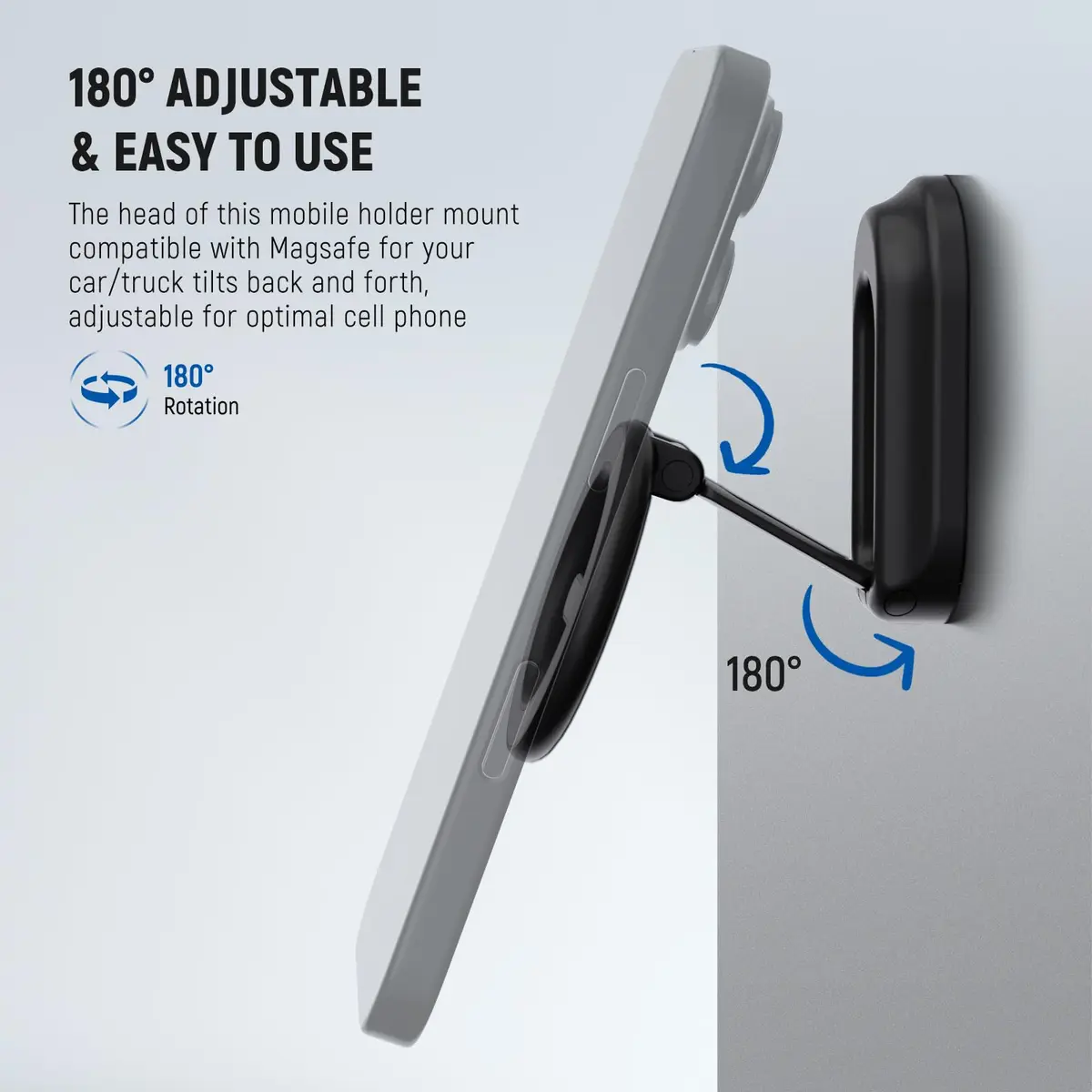 NEEWER Magnetic Phone Holder for Car, Dual Sided Magnet Cell Phone Mount Compatible with MagSafe iPhone, Car Stand Accessories for Dash Windshield Navigation Glass Gym Video Recording (82x60x23mm) - view 5
