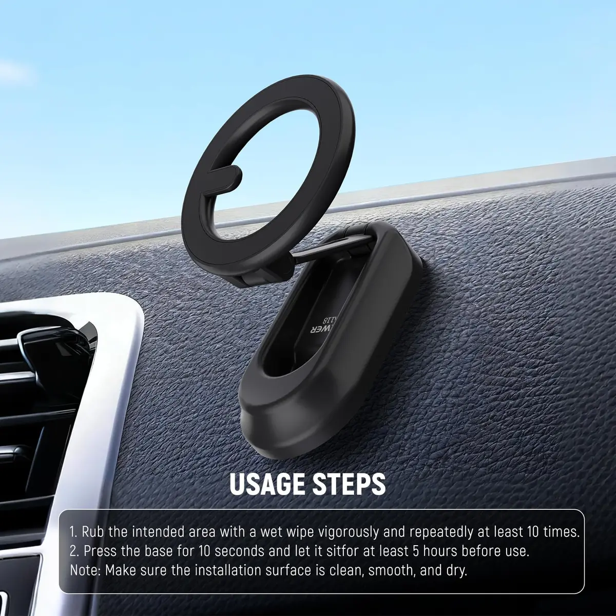NEEWER Magnetic Phone Holder for Car, Dual Sided Magnet Cell Phone Mount Compatible with MagSafe iPhone, Car Stand Accessories for Dash Windshield Navigation Glass Gym Video Recording (82x60x23mm) - view 6