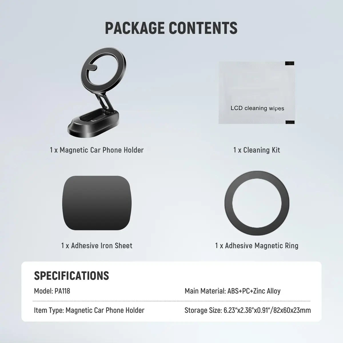 NEEWER Magnetic Phone Holder for Car, Dual Sided Magnet Cell Phone Mount Compatible with MagSafe iPhone, Car Stand Accessories for Dash Windshield Navigation Glass Gym Video Recording (82x60x23mm) - view 8
